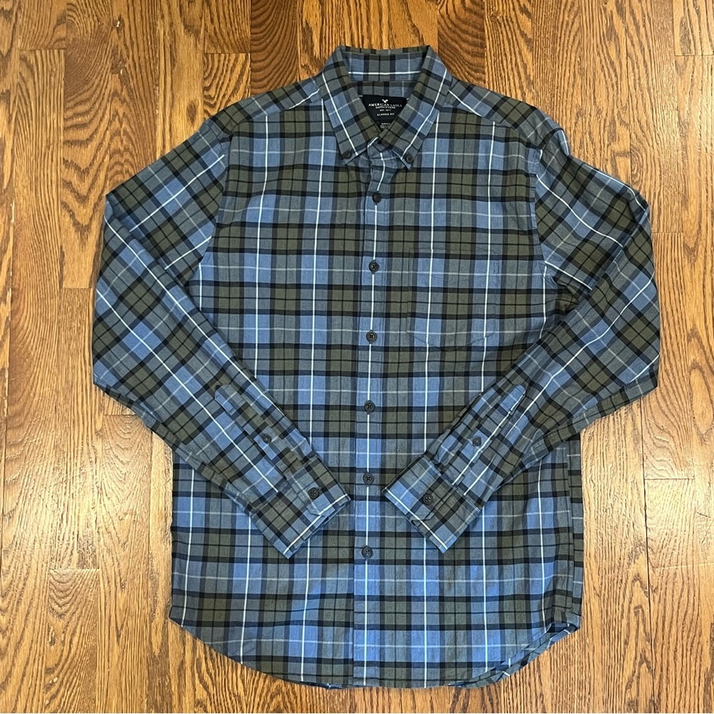 Plaid Y2K American Eagle Outfitters Classic Fit Long Sleeve Button Up Shirt